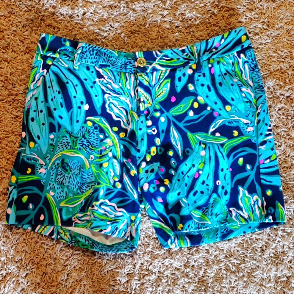 Lilly Pulitzer Jayne Knit Stretch Shorts Low Tide Navy Catty Purrsonality